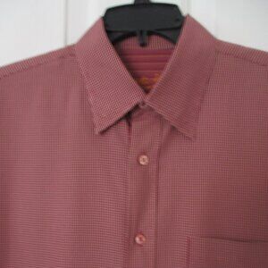 Bugatchi Uomo Mens S/S Wine Red Button-down Collar Shirt NWOT - 16" Collar or L